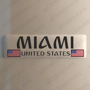 Adesivo Miami USA Stati Uniti 4,70x1,18" resina cupola 3D bandiera stickers decalcomania - Foto 1 di 1