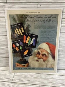 GE Mazda 1936 Christmas Lamps Santa Trimmed Original Magazine Print Ad Color - Picture 1 of 9