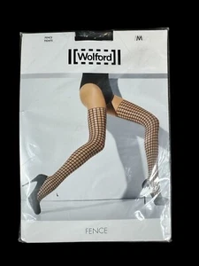 Fence Tights By Wolford Sz Med Sahara Black Tights Check Design Transparent New - Picture 1 of 7