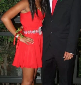 JJs House Women's Bridesmaid Dress,  Size 0 (Custom), Red Short Formal Dress - Picture 1 of 12