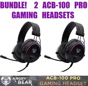 BUNDLE! (2) Angry Cool Bear ACB-100 Pro Gaming Headsets - Black FREE Ship! - Picture 1 of 4