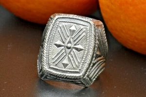 "Wind ros !!! Ukraine Vtg old russian Sterling SILVER 925 Ring MENS size 9 - Picture 1 of 10