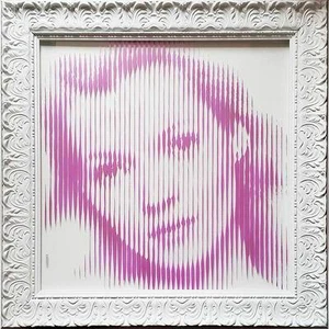 VeeBee Kate Moss Pintura Original sobre Vidrio Interfaz Dorada y Rosa - Imagen 1 de 3