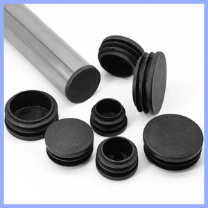 Round Plastic End Caps Black For Tubing Pipe Inserts Bungs Feet Blanking Plugs - Picture 1 of 49