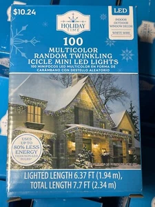NEW 100 Multicolor LED Random Twinkle Mini ICICLE Lights  7.7ft WHITE WIRE - Picture 1 of 2