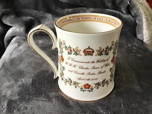 Aynsley: King Charles and Camilla Wedding China Tankard - *Wrong Date, Rare - Picture 1 of 3