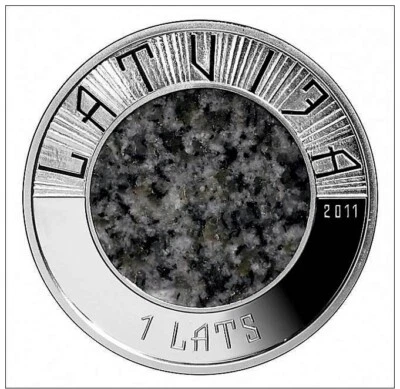 LATVIA 2011 / 2012 silver 1 Lats Stone Coin Proof - Image 1 of 2