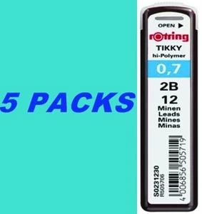 Lead Refill 0.7 mm 2B Rotring Mechanical Pencil High Polymer 5 Pack 60 - Picture 1 of 2