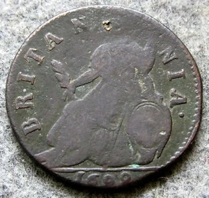 ENGLAND UNITED KINGDOM WILLIAM III 1699 HALFPENNY US EARLY DAYS COLONIAL COPPER - Picture 1 of 6