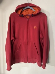VTG 90's STUSSY zip up hoodie red men's sz medium - Picture 1 of 9