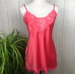 Victoria’s Secret Y2K Satin Chemise Lingerie Dettagli Pizzo Rosa Schiena Aperta Taglia S - Foto 1 di 9