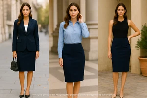 Ud Under-d Gonna Donna Blu Taglia 46 Dritta Al Ginocchio Made In Italy Elegante - Picture 1 of 11