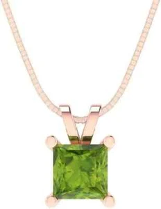 0.52 Ct Peridot Solitaire Pendant 10K Solid Rose Gold - Picture 1 of 4