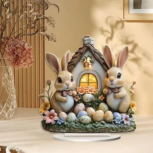 Acrylic Bunny Table Decoration Easter Desktop Ornament for Corner Holiday - Picture 1 of 6