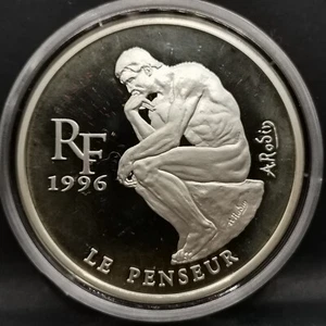 10 FRANCS 1 1/2 EURO 1996 BE LE PENSEUR DE RODIN ARGENT 900‰ 15000 Ex. / FRANCE - Picture 1 of 2
