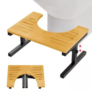 Foldable Bamboo Toilet Stool Squat Height Adjustable 7" /8"/9" S Bathroom Squ... - Picture 1 of 8