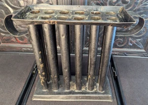 Frühe primitive antike Metall 12 Röhren Kerzenform mit 2 Griffen 14"x11"x4" - Bild 1 von 11
