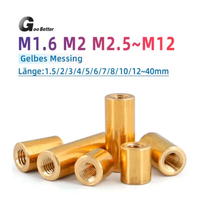 Gewindemuffen M1,6 M2 M2,5~M8 M10 M12 Rund Verbindungsmutter Langmutter Messing - Bild 1 von 4