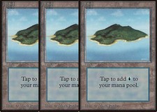 Magic MTG Beta 3x LOT Island (Ver 2) - MODERATE/HEAVY PLAY (MP/HP) x3