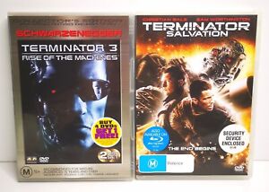 Terminator DVD Numbers 3 And 4 Rise Of The Machines And Salvation 3 discs