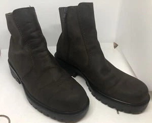 Eddie Bauer Brown Leather Chelsea Boots Ankle Zip Booties 8M Made In Italy - Picture 1 of 8