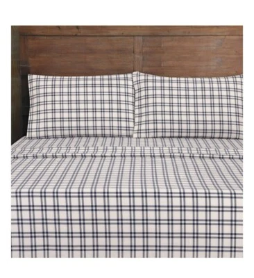Mainstays 4-Piece Blue Windowpane Flannel Sheet Set - Full BRAND NEW - Image 1 of 4