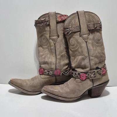Durango Women Size 6 M Floral Belted Cowboy Boots Western DCRD145 *READ - Image 1 of 4