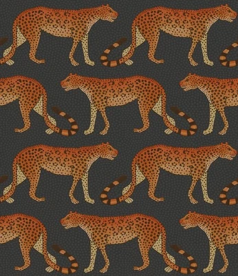 Papel pintado Cole & Son Leopard Walk carbón y naranja Foto 1 de 3