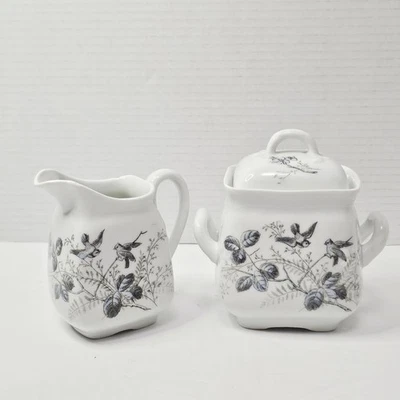 Antique Late 19th Century P. H. Leonard Porcelain Creamer & Lidded Sugar Dish  - Image 1 of 4