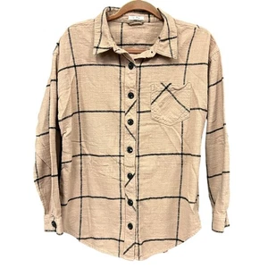 Maurice's Taupe + Black Button Down Flannel Medium - Foto 1 di 2