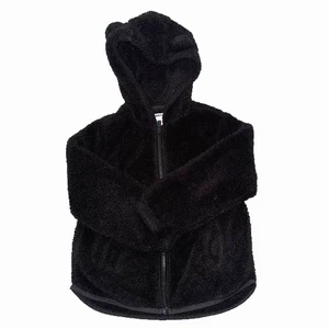 Old Navy Toddler 5T Black Fuzzy Fleece Hoodie Jacket Bear Ears Zip Up Sherpa - Picture 1 of 5