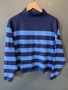 MAEVE Anthropologie Turtleneck Sweater Women’s XS Blue Striped - Picture 1 of 4