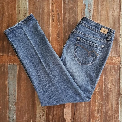 Pantalones de mezclilla para mujer Bandolinoblu Mandie patrón a rayas pierna recta talla 8 Foto 1 de 4