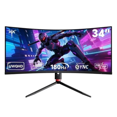 KTC H34S18S 34'' Curved Ultrawide Gaming Monitor, 21:9, 3440x1440P 1500R - Image 1 of 4