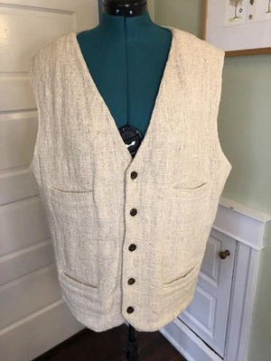 Chaleco de algodón tejido suelto beige J. Peterman Company con bolsillos insertados, para hombre L Foto 1 de 4