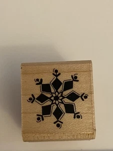 New JRL Design Snowflake Wood Mounted Rubber Stamp RS77 - Picture 1 of 5