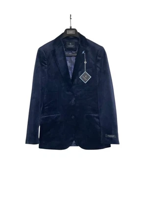 Abrigo Blazer Deportivo Tailorbyrd Para Hombres Calce Ajustado Terciopelo 38 R Azul Marino Sólido Elástico Foto 1 de 2