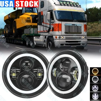 Faros LED proyectores redondos de haz alto/bajo 2 piezas Fit Freightliner FL112 camión 7" Foto 1 de 4