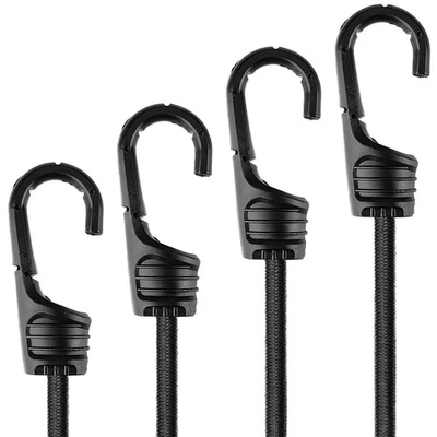 1 PC 32-inch Heavy Duty Black Bungee Cord with Hooks for Cargo Tarps Camping - Image 1 of 4
