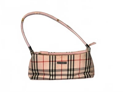 Винтажная розовая клетчатая наплечная сумка Burberry в клетку Nova - Изображение 1 из 4