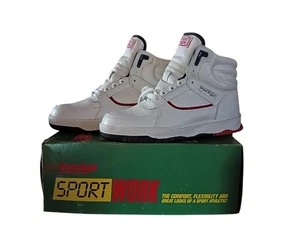 Zapatillas deportivas vintage años 80 Edad del Hierro punta de acero zapatos botas altas nuevo stock antiguo talla 8W - Imagen 1 de 7