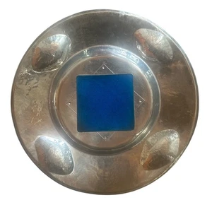Cellini Craft 1930 Argental Handwrought Aluminum Tray w/ Beautiful Blue Tile - Picture 1 of 9