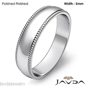 Anillo de boda de platino 950 cúpula con borde de milgrain 5 mm 7,3 gm talla 4 - 4,75 - Imagen 1 de 4