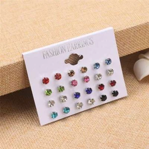 Earrings 15x Pairs Ear Stud A Set Of Wholesale For Women Girl Sparkly Crystal - Picture 1 of 10