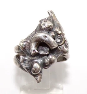 Sterling Silver Modernist Abstract Brutalist Ring Size 5.5 FZZ - Picture 1 of 7