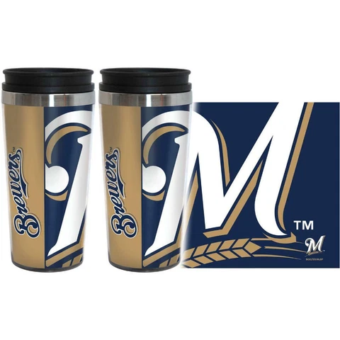 Milwaukee Brewers 14oz Full Wrap Travel Mug - Hype Style [NEW] Tumbler Coffee Cover