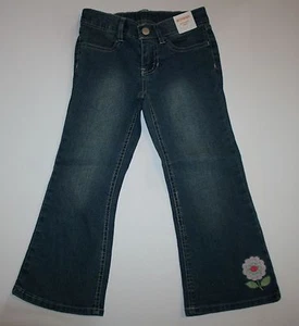 New Gymboree Girls 4 year Denim Blue Jeans Pants Flower Hem Adjustable Waist - Picture 1 of 2