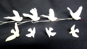 Artificial White Doves 8pk Mini Birds (4 wired) ~ Weddings, Wreaths and Crafts - Picture 1 of 3