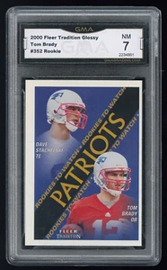 Tarjeta de novato Fleer Glossy #352 2000 Tom Brady GMA 7 mejor oferta en eBay GOAT HOF RC - Imagen 1 de 2
