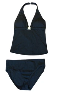 Tommy Bahama Womens 2 piece Black Halter Tankini Swimsuit Top S  Bottom M  Beach - Picture 1 of 9